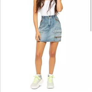 SALE Free People Avenue Cargo Denim Mini Skirt